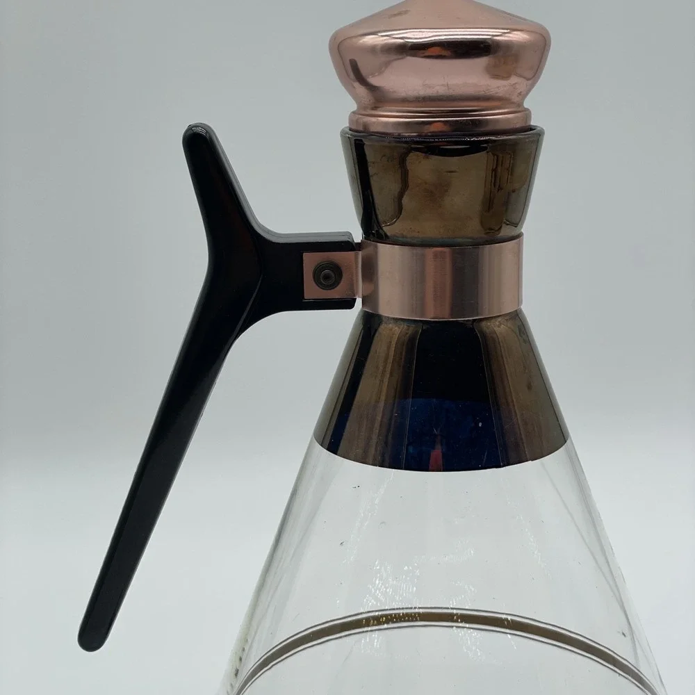 Vintage Inland Glass And Copper Coffee Pot Carafe 11 3/4
